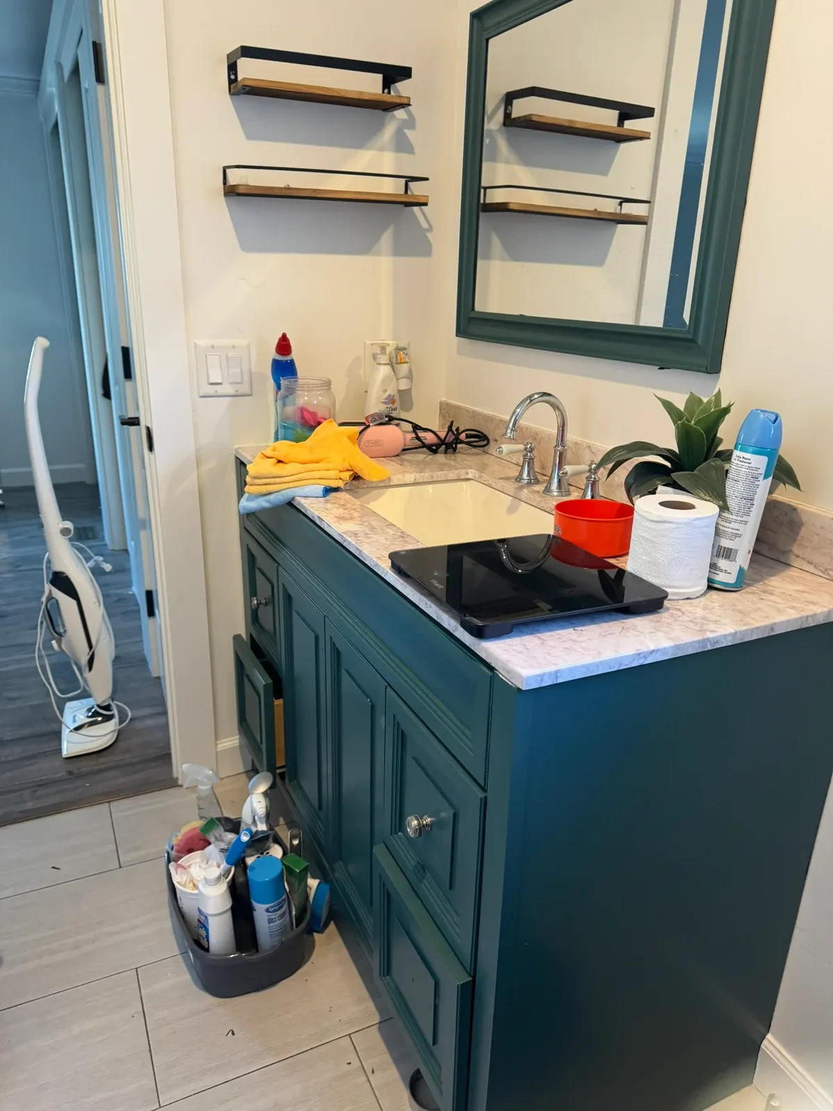 Bathroom vanity with the PureGold cleaning kit