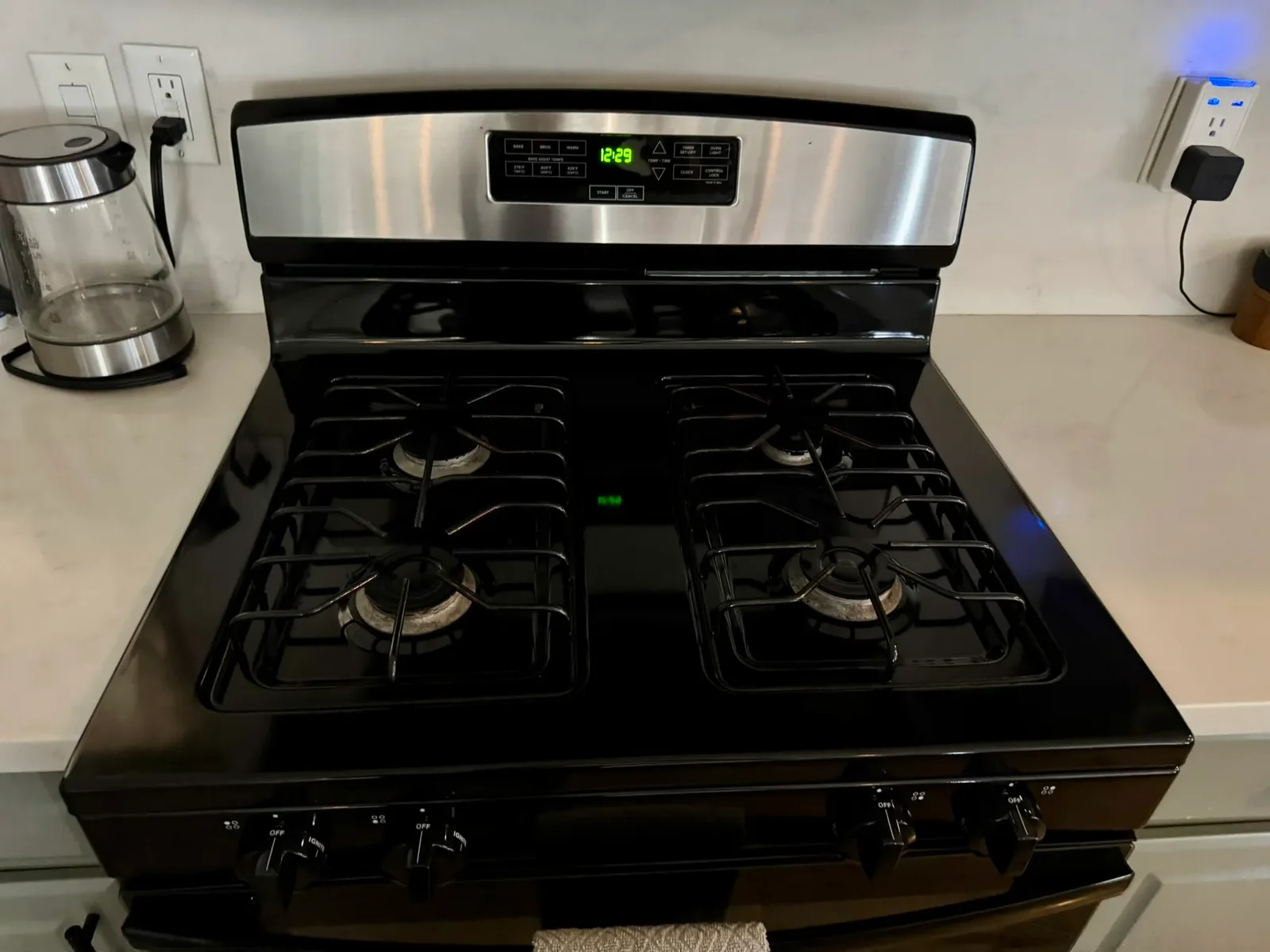 Gas stovetop cleaned to a shine