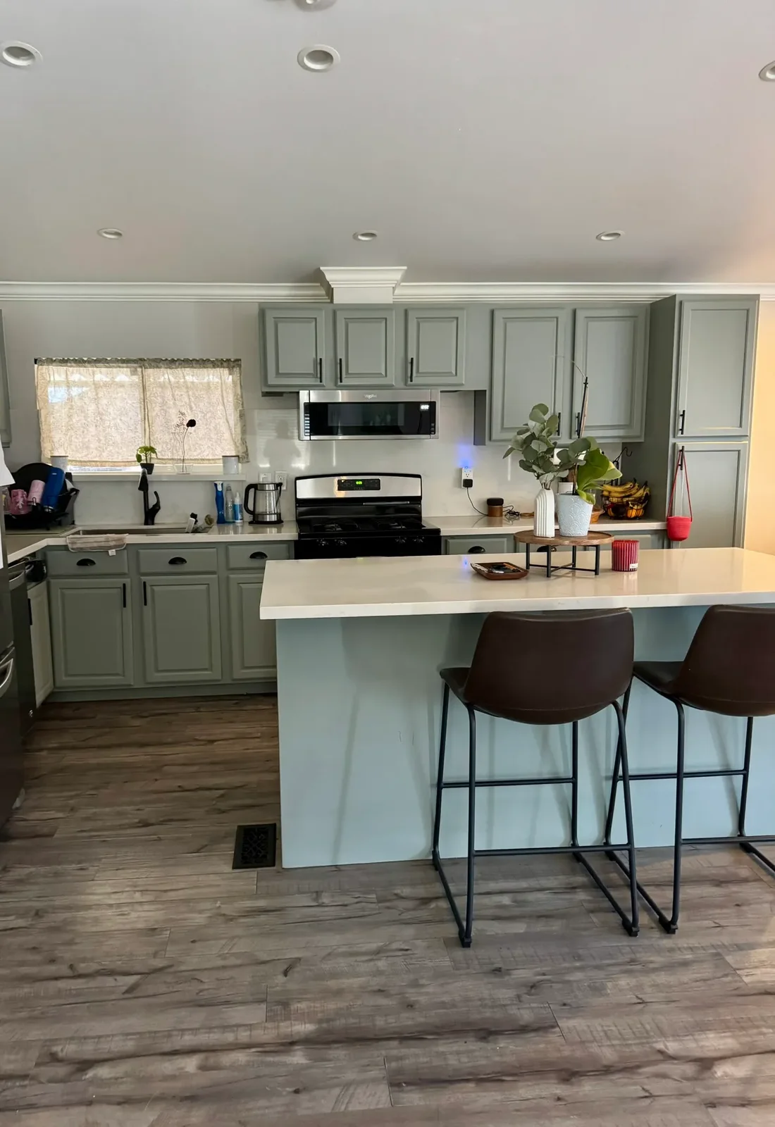 Freshly cleaned kitchen with island in a Sonoma County home